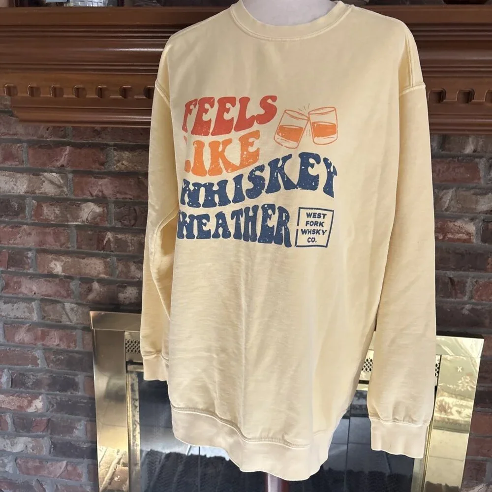 comfort colors sweatshirt Feels Like Whisky Size Large Yellow - Picture 2 of 6